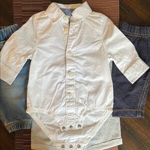 Carter's Baby Outfit Set - White, Gray, and Denim